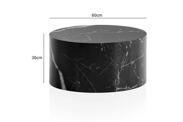 Sohvapöytä Wohnling MONOBLOC pyöreä 60 cm, moderni tyyli Musta marmori - Musta marmori - Huonekalut - Pöytä & ruokailuryhmä - Marmoripöydät