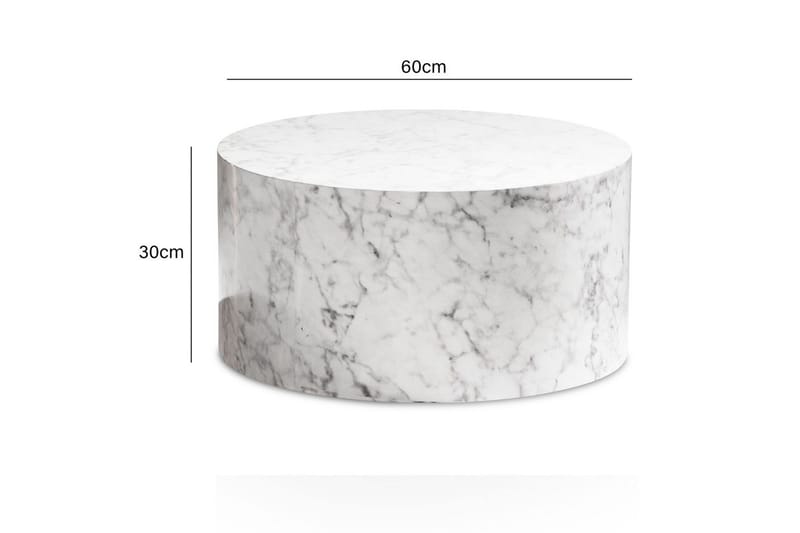 Sohvapöytä Wohnling MONOBLOC pyöreä 60 cm, moderni tyyli Marmori valkoinen - Marmori valkoinen - Huonekalut - Pöytä & ruokailuryhmä - Sohvapöytä