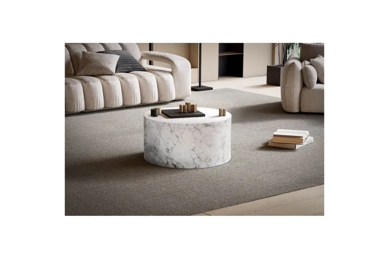 Sohvapöytä Wohnling MONOBLOC pyöreä 60 cm, moderni tyyli Marmori valkoinen - Marmori valkoinen - Huonekalut - Pöytä & ruokailuryhmä - Sohvapöytä