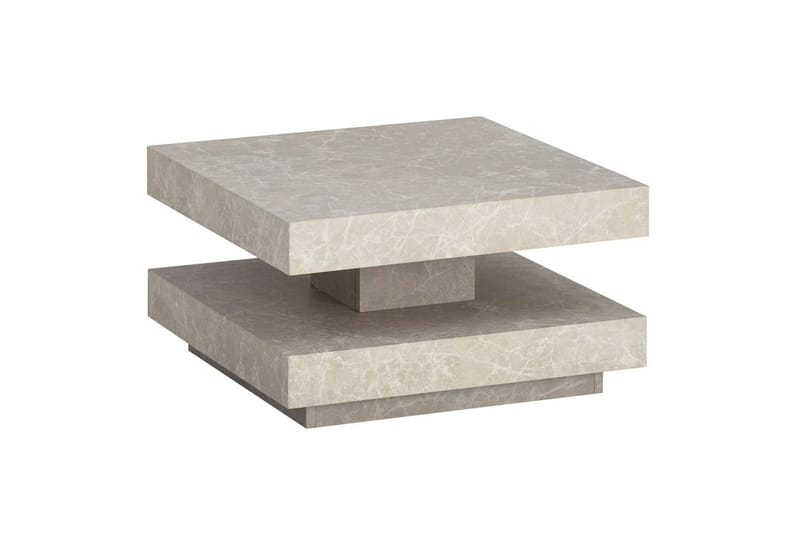 Sohvapöytä Wohnling neliö 60 cm, kivinen ilme, moderni ulkoasu Beige - Beige - Huonekalut - Pöytä & ruokailuryhmä - Sohvapöytä