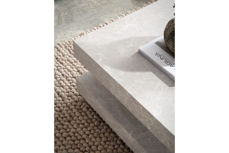 Sohvapöytä Wohnling neliö 60 cm, kivinen ilme, moderni ulkoasu Beige - Beige - Huonekalut - Pöytä & ruokailuryhmä - Sohvapöytä