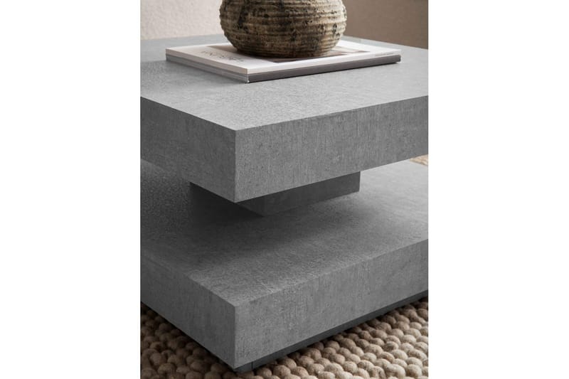 Sohvapöytä Wohnling neliö 60 cm, kivinen ilme, moderni ulkoasu Harmaa - Harmaa - Huonekalut - Pöytä & ruokailuryhmä - Sohvapöytä