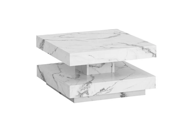 Sohvapöytä Wohnling neliö 60 cm, kivinen ilme, moderni ulkoasu Marmori valkoinen - Marmori valkoinen - Huonekalut - Pöytä & ruokailuryhmä - Marmoripöydät