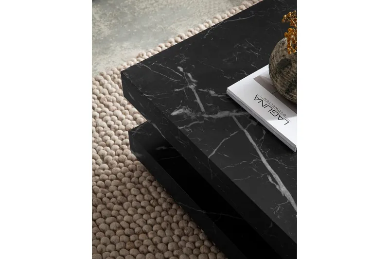 Sohvapöytä Wohnling neliö 60 cm, kivinen ilme, moderni ulkoasu Musta marmori - Musta marmori - Huonekalut - Pöytä & ruokailuryhmä - Marmoripöydät