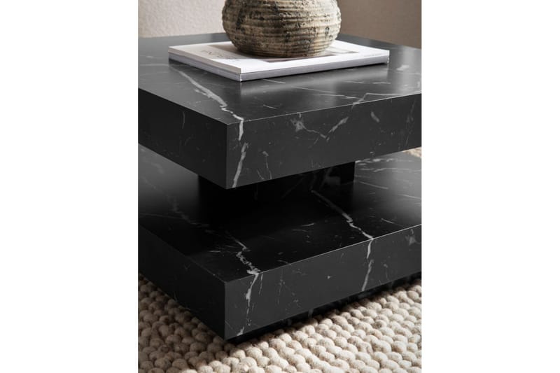 Sohvapöytä Wohnling neliö 60 cm, kivinen ilme, moderni ulkoasu Musta marmori - Musta marmori - Huonekalut - Pöytä & ruokailuryhmä - Marmoripöydät