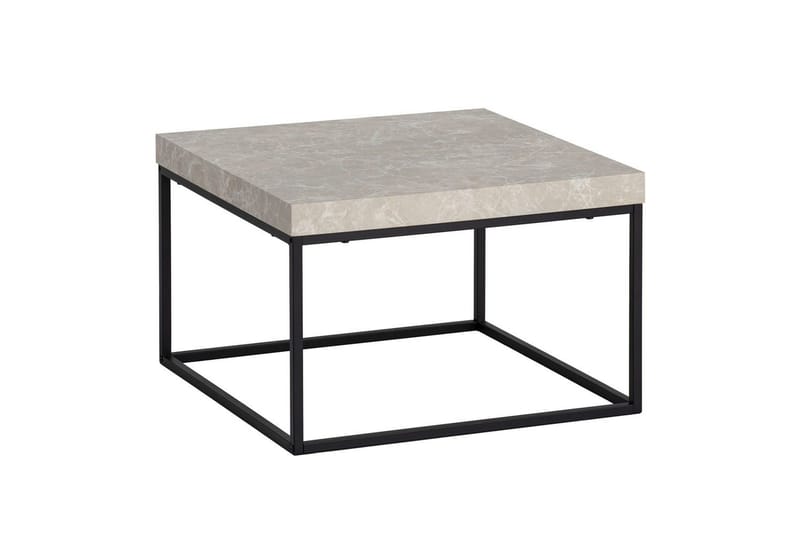 Sohvapöytä Wohnling neliö 60 cm kivinen ilme, klassinen metallikehys, moderni ulkoasu Beige - Beige - Huonekalut - Pöytä & ruokailuryhmä - Sohvapöytä