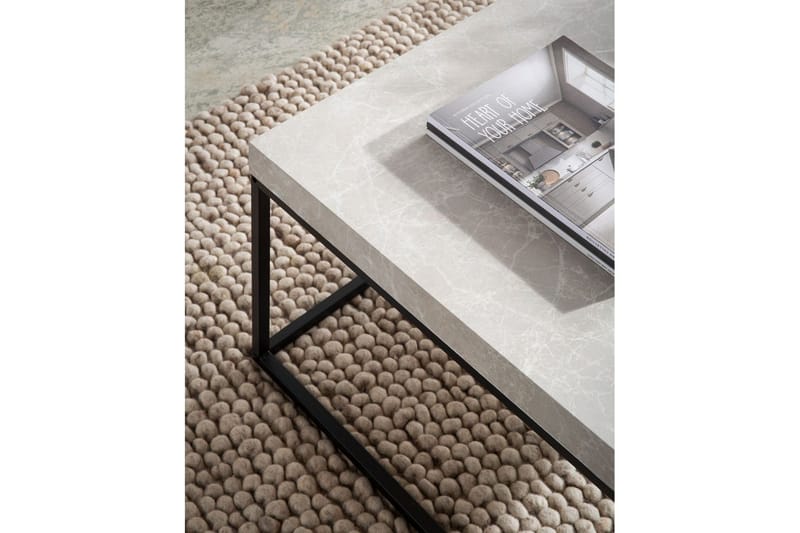 Sohvapöytä Wohnling neliö 60 cm kivinen ilme, klassinen metallikehys, moderni ulkoasu Beige - Beige - Huonekalut - Pöytä & ruokailuryhmä - Sohvapöytä