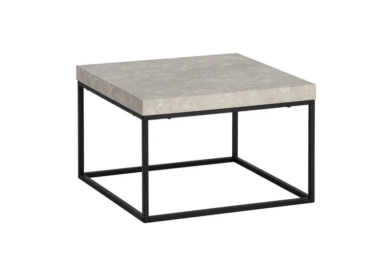 Sohvapöytä Wohnling neliö 60 cm kivinen ilme, klassinen metallikehys, moderni ulkoasu Beige, Beige