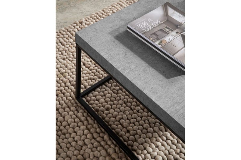 Sohvapöytä Wohnling neliö 60 cm kivinen ilme, klassinen metallikehys, moderni ulkoasu Harmaa - Harmaa - Huonekalut - Pöytä & ruokailuryhmä - Sohvapöytä