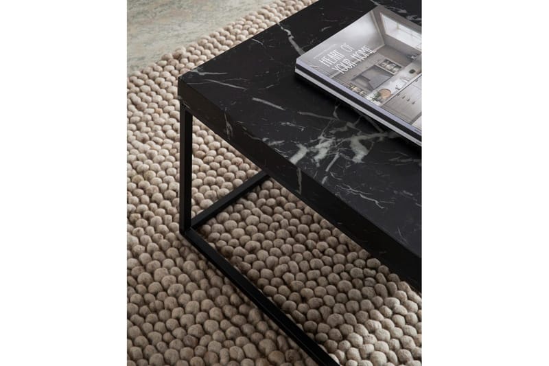 Sohvapöytä Wohnling neliö 60 cm kivinen ilme, klassinen metallikehys, moderni ulkoasu Musta marmori - Musta marmori - Huonekalut - Pöytä & ruokailuryhmä - Marmoripöydät