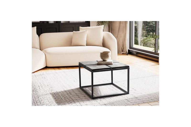 Sohvapöytä Wohnling Neliö lasi 58 cm klassinen metallikehys moderni - Huonekalut - Pöytä & ruokailuryhmä - Sohvapöytä