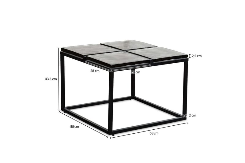 Sohvapöytä Wohnling Neliö lasi 58 cm klassinen metallikehys moderni - Huonekalut - Pöytä & ruokailuryhmä - Sohvapöytä