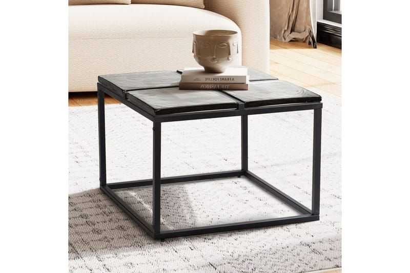 Sohvapöytä Wohnling Neliö lasi 58 cm klassinen metallikehys moderni - Huonekalut - Pöytä & ruokailuryhmä - Sohvapöytä