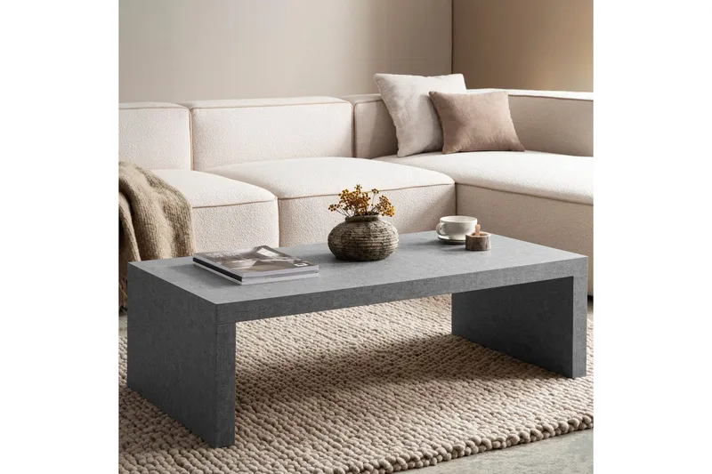 Sohvapöytä Wohnling suorakulmainen 110 cm, kivioptiikka, moderni ilme Harmaa - Harmaa - Huonekalut - Pöytä & ruokailuryhmä - Sohvapöytä