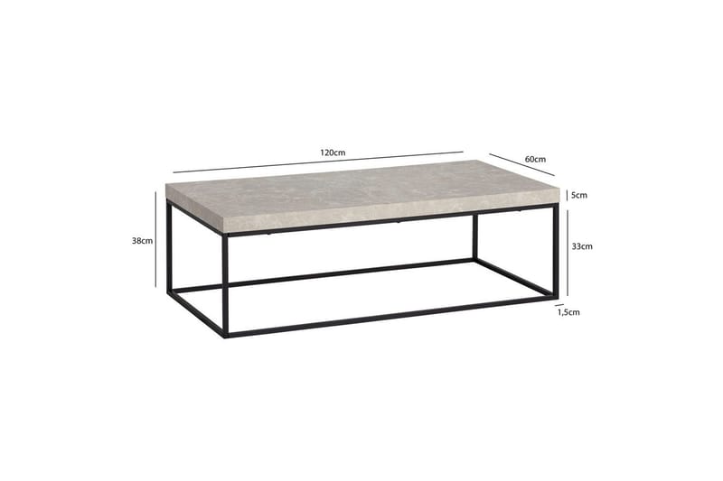 Sohvapöytä Wohnling suorakulmainen 120 cm, kivioptiikka, moderni ilme Beige - Beige - Huonekalut - Pöytä & ruokailuryhmä - Sohvapöytä