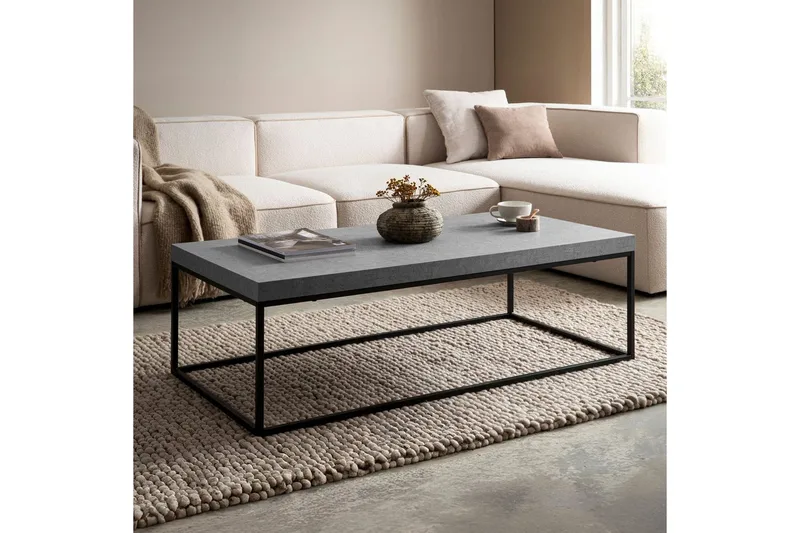 Sohvapöytä Wohnling suorakulmainen 120 cm, kivioptiikka, moderni ilme Harmaa - Harmaa - Huonekalut - Pöytä & ruokailuryhmä - Sohvapöytä