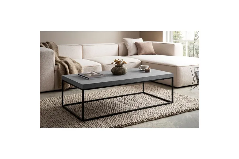 Sohvapöytä Wohnling suorakulmainen 120 cm, kivioptiikka, moderni ilme Harmaa - Harmaa - Huonekalut - Pöytä & ruokailuryhmä - Sohvapöytä