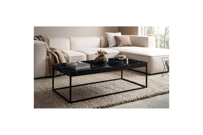 Sohvapöytä Wohnling suorakulmainen 120 cm, kivioptiikka, moderni ilme Musta marmori - Musta marmori - Huonekalut - Pöytä & ruokailuryhmä - Sohvapöytä