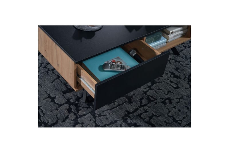 Sohvapöytä Wohnling Suorakulmainen MDF, tammen ilme, iso laatikkolokerikko, moderni ilme - Huonekalut - Pöytä & ruokailuryhmä - Sohvapöytä