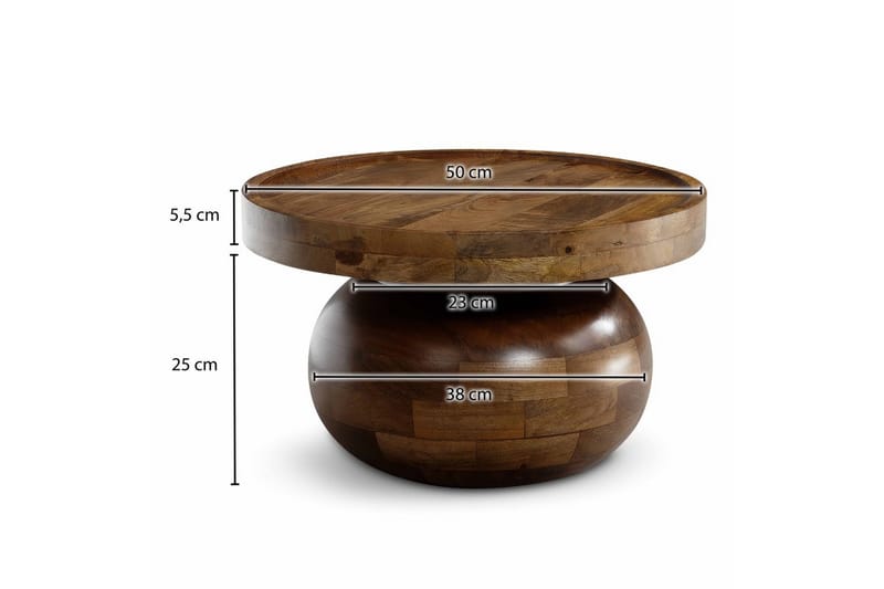 Sohvapöytä Wohnling Täyspuinen mango 50 cm orgaaninen optiikka moderni - Huonekalut - Pöytä & ruokailuryhmä - Sohvapöytä