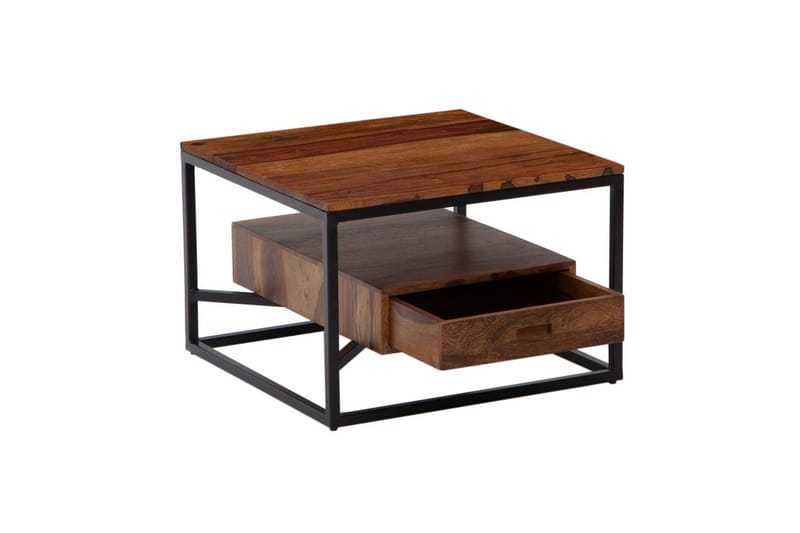 Sohvapöytä Wohnling Täyspuinen neliön muotoinen maalaismainen tyyli laatikollisella tarjottimella, undefined