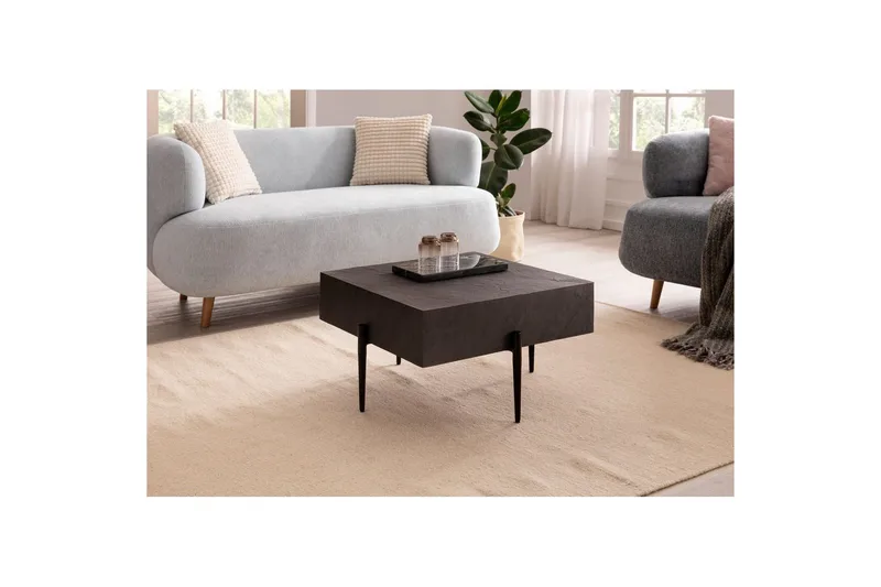 Sohvapöytä Wohnling Täyspuinen neliön muotoinen moderni kivijäljitelmä moderni - Huonekalut - Pöytä & ruokailuryhmä - Sohvapöytä