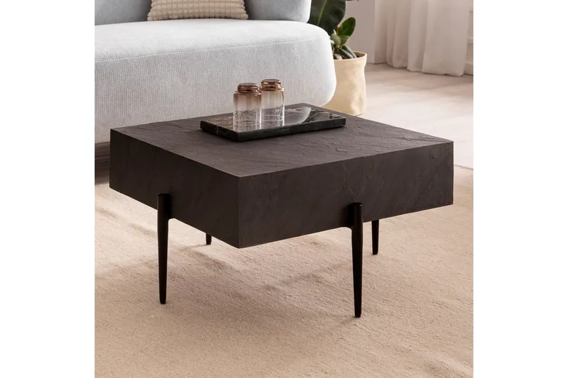 Sohvapöytä Wohnling Täyspuinen neliön muotoinen moderni kivijäljitelmä moderni - Huonekalut - Pöytä & ruokailuryhmä - Sohvapöytä