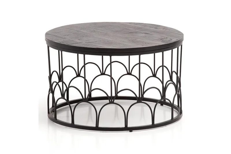 Sohvapöytä Wohnling Täyspuinen pyöreä 60 cm modernilla metallirungolla moderni, undefined