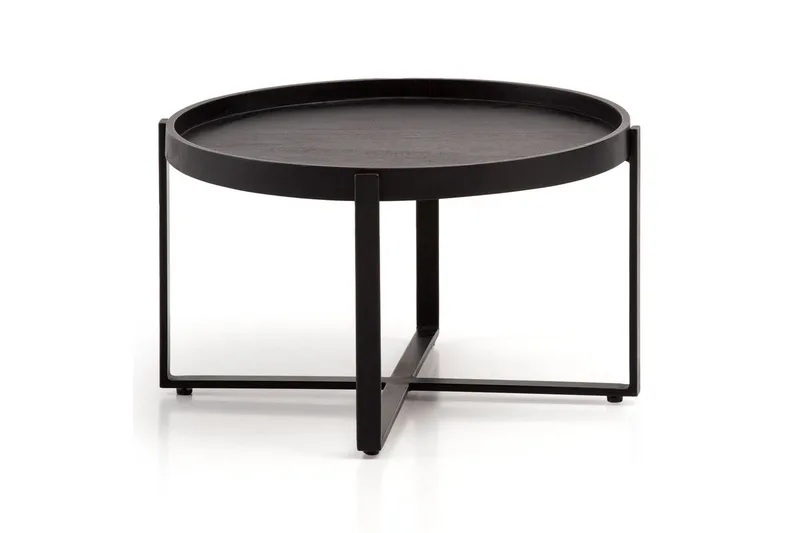 Sohvapöytä Wohnling Täyspuinen pyöreä 60 cm klassisella ulkonäöllä metallirunko moderni, undefined