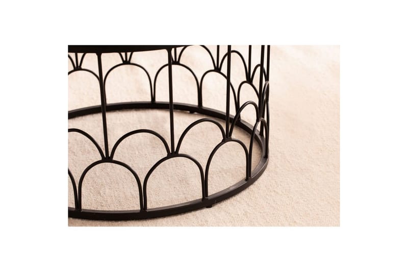 Sohvapöytä Wohnling Täyspuinen pyöreä 60 cm modernilla metallirungolla moderni - Huonekalut - Pöytä & ruokailuryhmä - Sohvapöytä