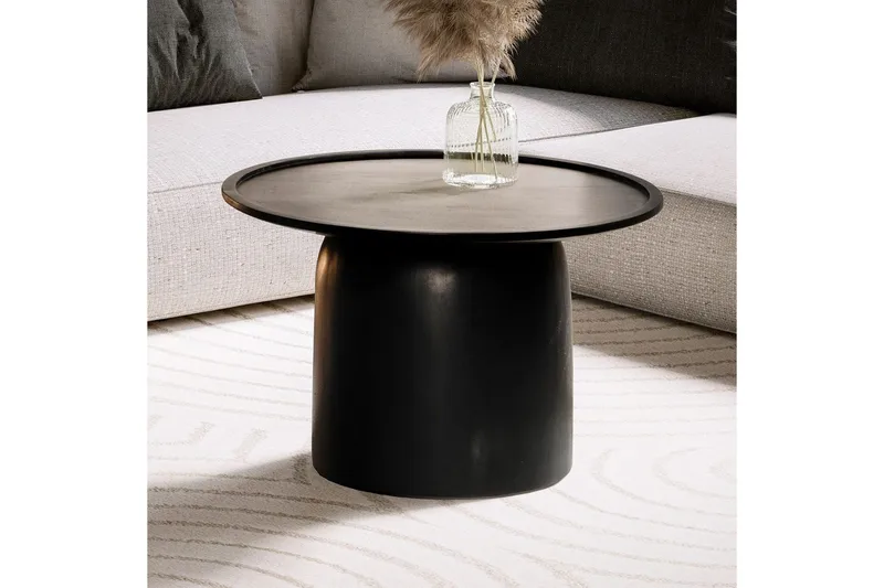 Sohvapöytä Wohnling Täyspuinen pyöreä 60 cm sylinterimäinen jalusta klassinen moderni - Huonekalut - Pöytä & ruokailuryhmä - Sohvapöytä