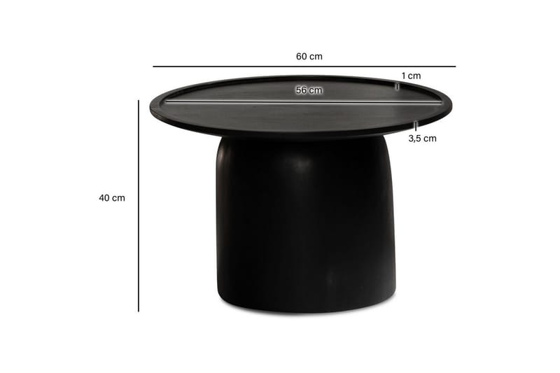 Sohvapöytä Wohnling Täyspuinen pyöreä 60 cm sylinterimäinen jalusta klassinen moderni - Huonekalut - Pöytä & ruokailuryhmä - Sohvapöytä