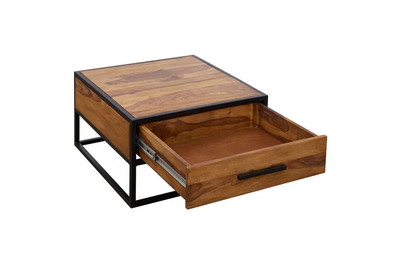 Sohvapöytä Wohnling Vankka seesampuu 1 vetolaatikko jauhemaalattu metallikehys teollinen - Huonekalut - Pöytä & ruokailuryhmä - Sohvapöytä