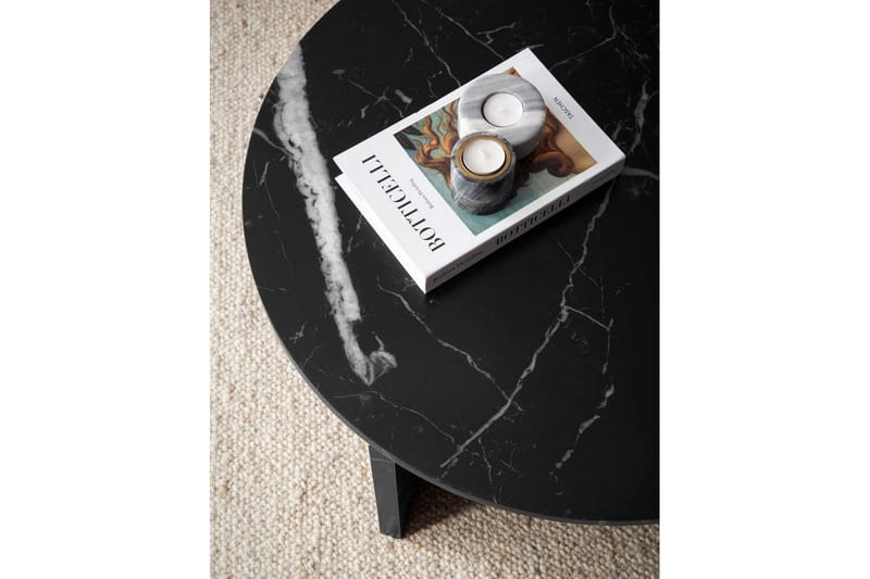 Sohvapöytä Wohnling Pyöreä kivinen optiikka, moderni ulkoasu 70 cm, Musta marmori - 70 cm, Musta marmori - Huonekalut - Pöytä & ruokailuryhmä - Sohvapöytä