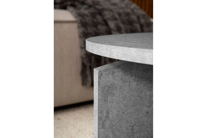 Sohvapöytä Wohnling Pyöreä kivinen optiikka, moderni ulkoasu 60 cm, Harmaa - 60 cm, Harmaa - Huonekalut - Pöytä & ruokailuryhmä - Sohvapöytä