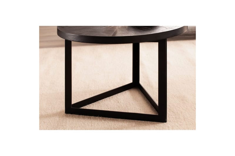 Sohvapöytä Wohnling Pyöreä massiivipuu kivipinnalla, moderni metallirunko - Huonekalut - Pöytä & ruokailuryhmä - Sohvapöytä