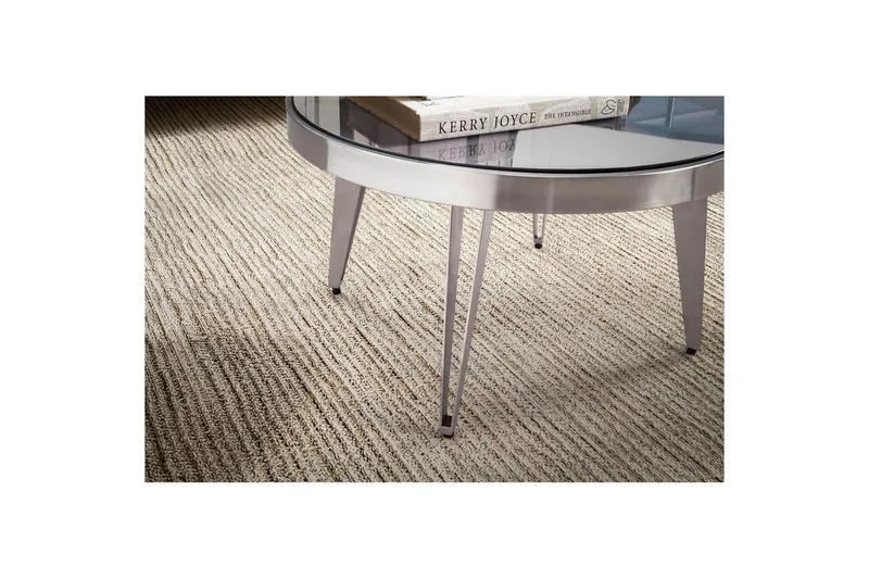 Sohvapöytä Wohnling Pyöreä 60 cm turvalasi mattahopea 4 jalan metallikehys moderni - Huonekalut - Pöytä & ruokailuryhmä - Sohvapöytä