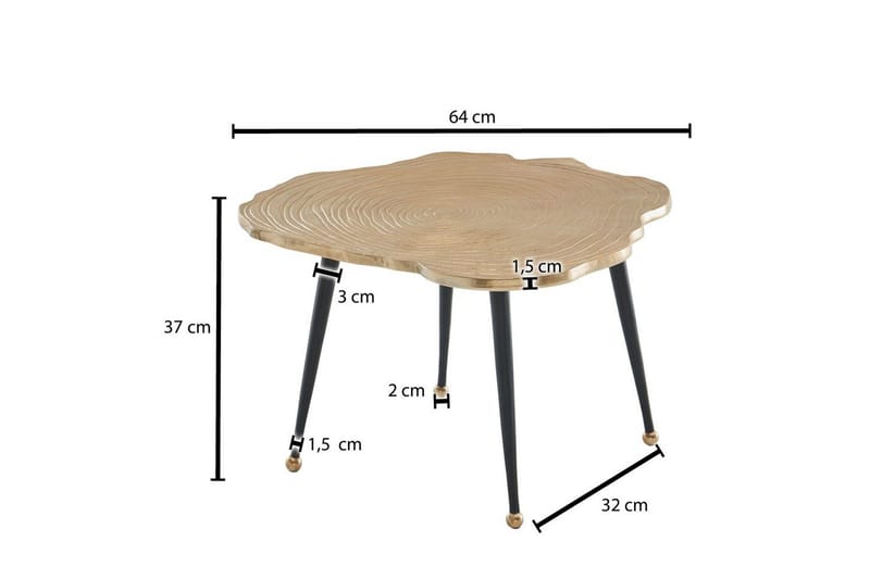 Sohvapöytä Wohnling Puuleikkuutyyli metalli modernilla metallijaloilla - Huonekalut - Pöytä & ruokailuryhmä - Sohvapöytä