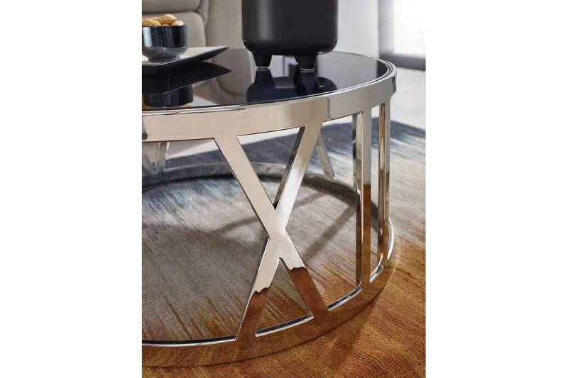 Sohvapöytä Wohnling Pyöreä 60 cm turvalasi roomalaiset numerot kromi moderni - Huonekalut - Pöytä & ruokailuryhmä - Sohvapöytä