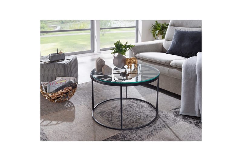 Sohvapöytä Wohnling Pyöreä 60 cm turvalasi kellotyylinen - Huonekalut - Pöytä & ruokailuryhmä - Sohvapöytä