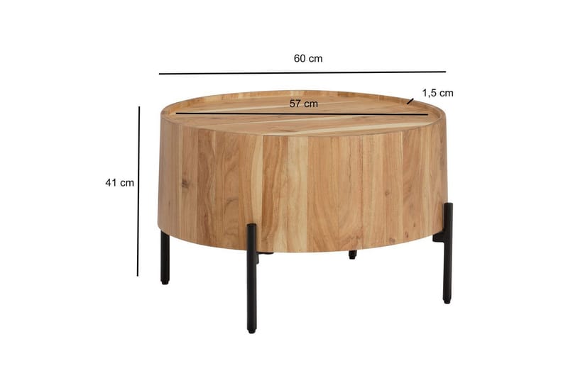 Sohvapöytä Wohnling Pyöreä 60 cm massiivipuu skandinaavinen tyyli - Huonekalut - Pöytä & ruokailuryhmä - Sohvapöytä