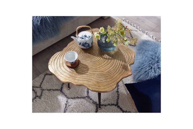 Sohvapöytä Wohnling Puuleikkuutyyli metalli modernilla metallijaloilla - Huonekalut - Pöytä & ruokailuryhmä - Sohvapöytä