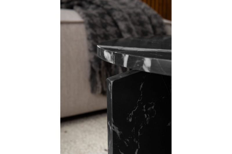 Sohvapöytä Wohnling Pyöreä kivinen optiikka, moderni ulkoasu 60 cm, Musta marmori - 60 cm, Musta marmori - Huonekalut - Pöytä & ruokailuryhmä - Sohvapöytä