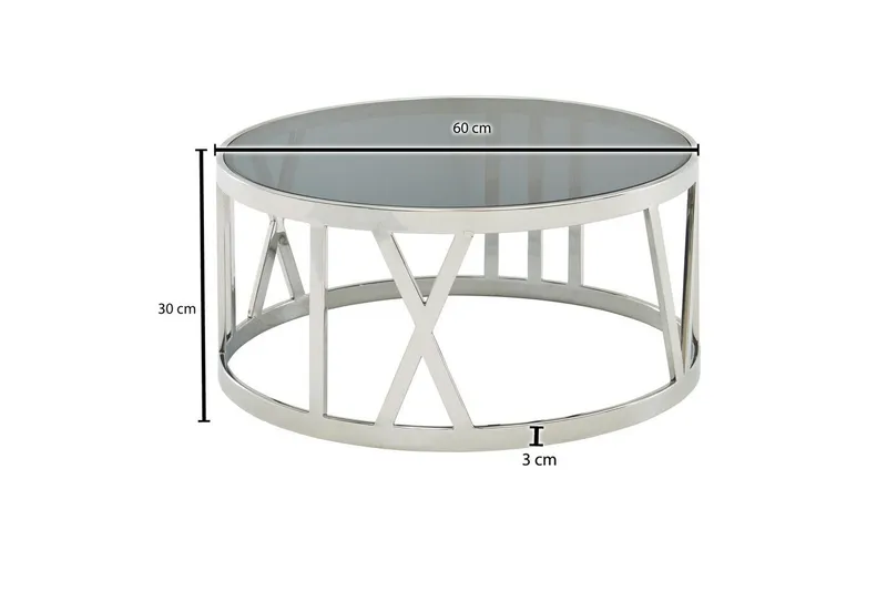 Sohvapöytä Wohnling Pyöreä 60 cm turvalasi roomalaiset numerot kromi moderni - Huonekalut - Pöytä & ruokailuryhmä - Sohvapöytä