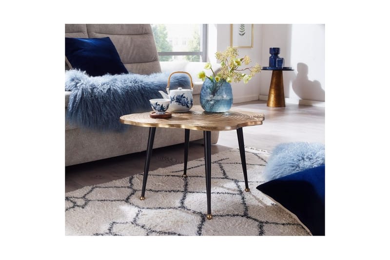 Sohvapöytä Wohnling Puuleikkuutyyli metalli modernilla metallijaloilla - Huonekalut - Pöytä & ruokailuryhmä - Sohvapöytä
