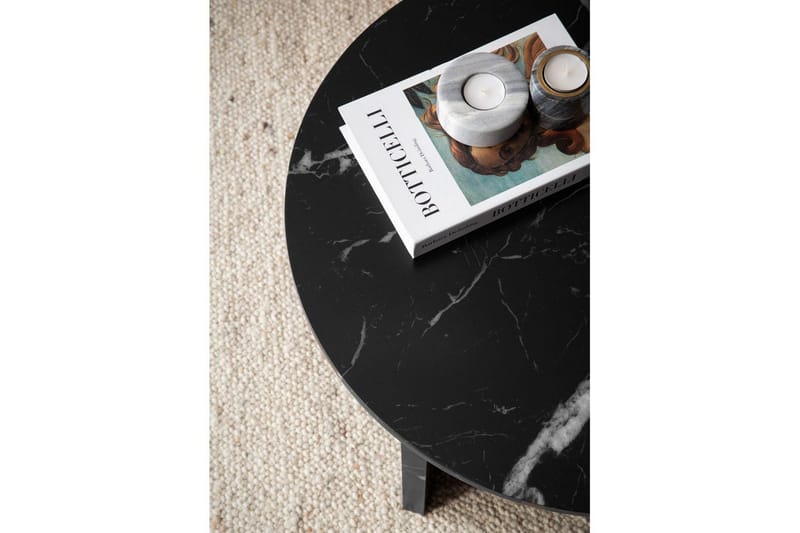 Sohvapöytä Wohnling Pyöreä kivinen optiikka, moderni ulkoasu 60 cm, Musta marmori - 60 cm, Musta marmori - Huonekalut - Pöytä & ruokailuryhmä - Sohvapöytä