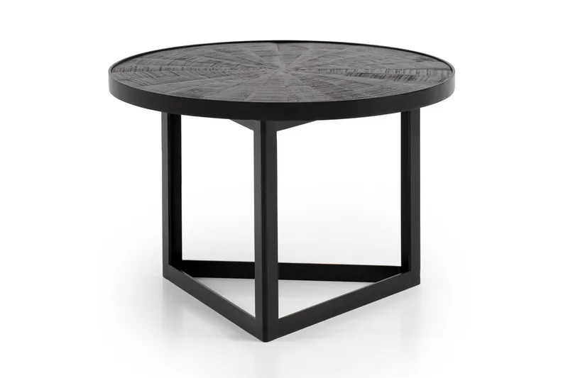 Sohvapöytä Wohnling Pyöreä massiivipuu kivipinnalla, moderni metallirunko, undefined