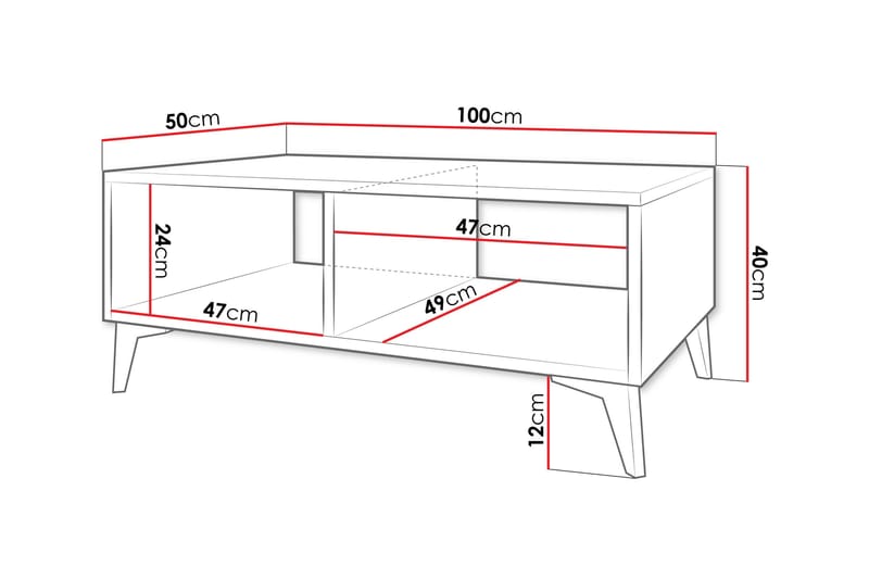 Sohvapöytä Worthing 100 cm - Valkoinen - Huonekalut - Pöytä & ruokailuryhmä - Sohvapöytä