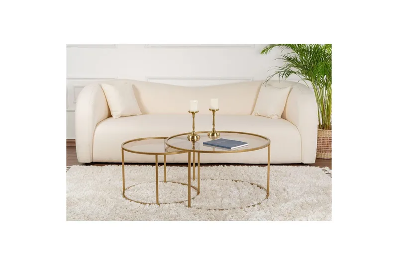 Sohvapöytäsarja - 2 osaa Rikiya Kultapronssi - Kultapronssi - Huonekalut - Pöytä & ruokailuryhmä - Apupöytä & sivupöytä - Sarjapöytä