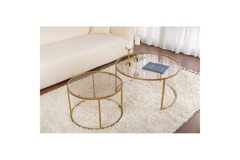 Sohvapöytäsarja - 2 osaa Rikiya Kultapronssi - Kultapronssi - Huonekalut - Pöytä & ruokailuryhmä - Apupöytä & sivupöytä - Sarjapöytä